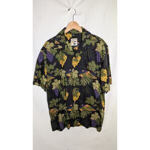 Chris’s Stuff Mens Button Down Short Sleeve Shirt Sz L Grape Wine Vineyard Italy